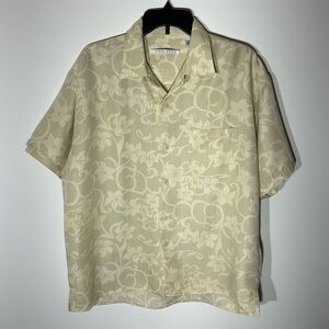 Lines Dome Men’s Hawaiian Floral Print Short Sleeve Button Down Shirt Size Large